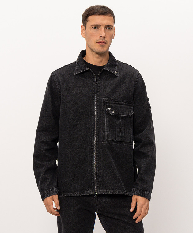 Stone Island Чорна джинсова куртка в стилі сорочки L2S141200002S0J32 зображення 3