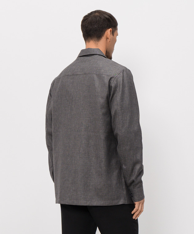 Stefano Ricci Серая рубашка из льна, шерсти и шелка SP008138B127HA изображение 4