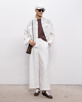 Brunello Cucinelli Білі штани з ланцюжком моніль MQ986FW999