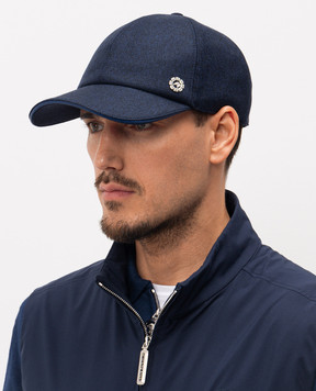 Stefano Ricci Синяя кепка из шерсти MCV61NB07EMA0034