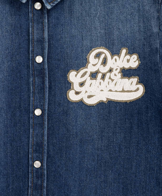 Dolce&Gabbana Дитяча синя джинсова сорочка з нашивкою логотипа L44S77LDD66812+ зображення 3