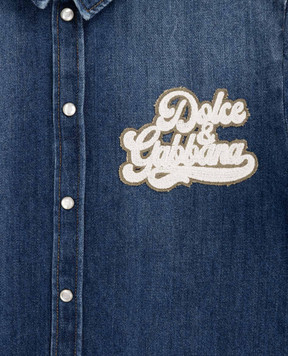 Dolce&Gabbana Дитяча синя джинсова сорочка з нашивкою логотипа L44S77LDD66812+