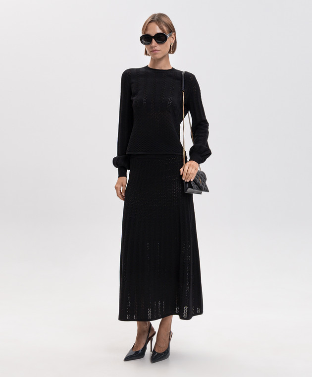 Twinset Черный джемпер с ажурным узором 262TP3124 изображение 2