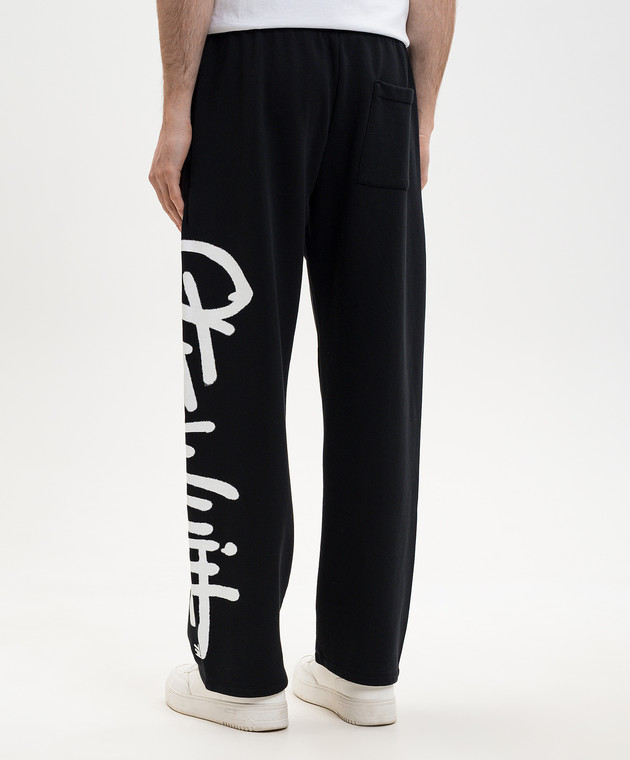 Off-White Черные спортивные брюки с контрастным принтом логотипа 44MCH05AS26F00B изображение 4