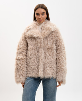 Babe Pay Pls Бежевая дубленка с отложным воротником 2331VEGA