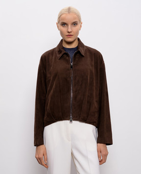 Simonetta Ravizza Коричневая замшевая куртка Lavy с логотипом S06JA409S1SY