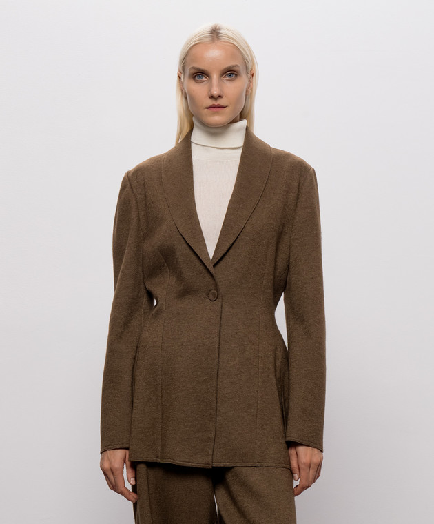 Ermanno Scervino Коричневый жакет из кашемира и шелка D492I750PHP изображение 3