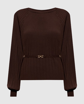 Twinset Коричневый джемпер с поясом 262TT3451