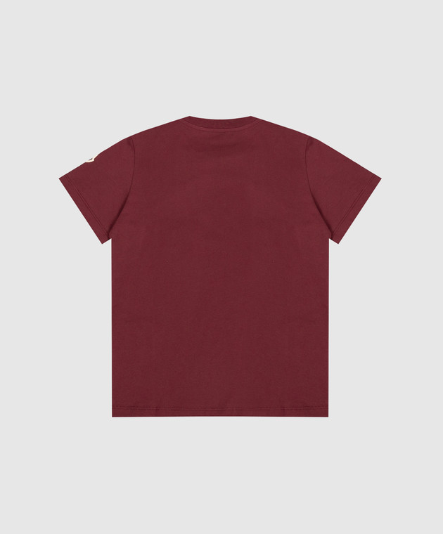 Moncler ENFANT Детская бордовая футболка с брендовой вышивкой L29548C0000489AFV изображение 2