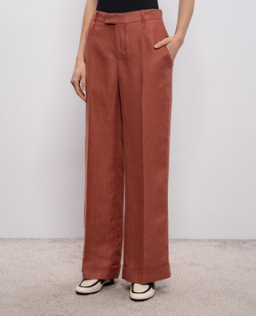 Brunello Cucinelli Теракотові штани з льону MH527P8492