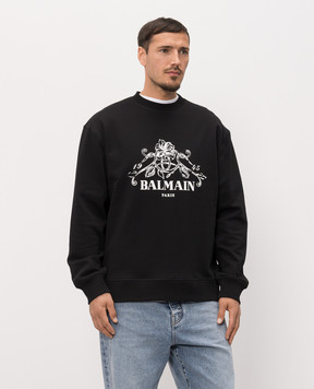 Balmain Черный свитшот с принтом HH1JQ130BD65