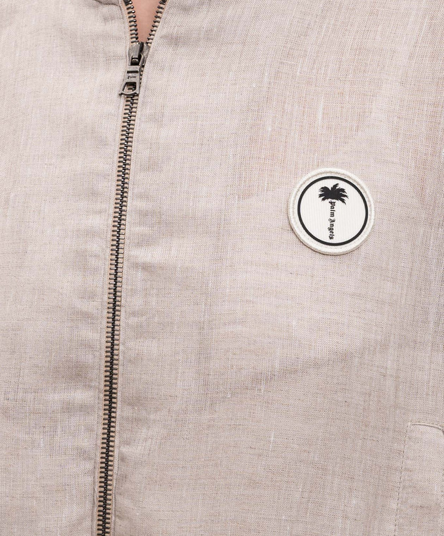 Palm Angels Бежевий бомбер з льону PWBD06BS26FAB001 зображення 5