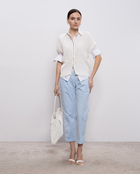 Peserico Білий ажурний кардиган з паєтками A99082F0509110