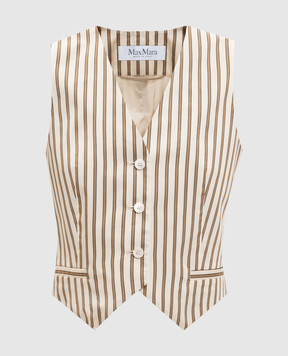 Max Mara Бежевый жилет FAUNO в полоску с шелком MXMFAUNO