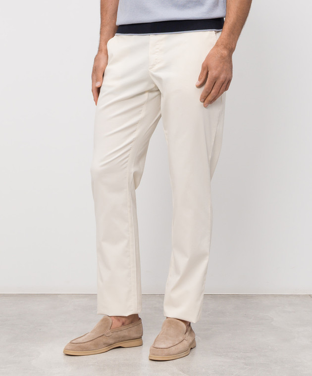 Castangia dal 1850 Штани кольору айворі з шовком GDPCA100S26 зображення 3