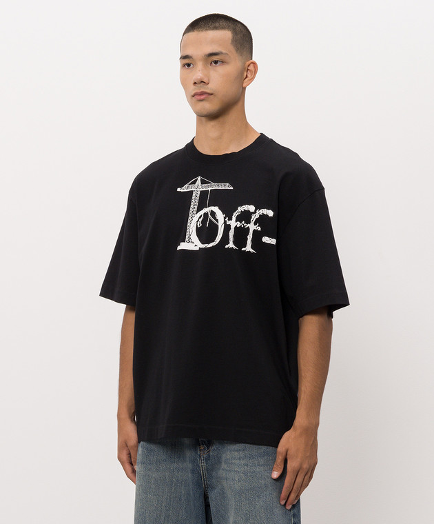 Off-White Черная футболка Shared с принтом 44MAA120F26J00N изображение 3