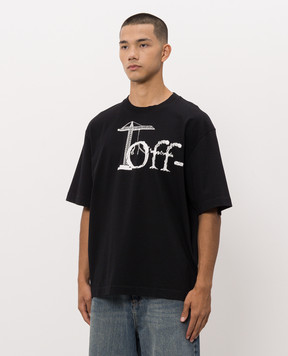 Off-White Черная футболка Shared с принтом 44MAA120F26J00N