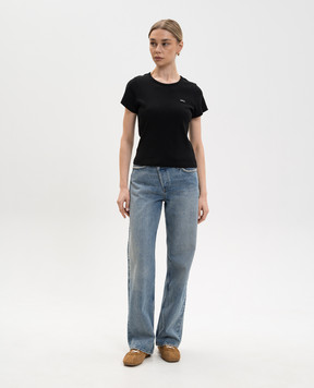 Juun.j Чорна футболка з нашивкою логотипа JW6242W005