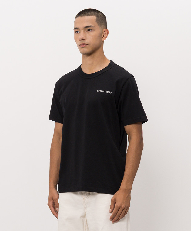 Off-White Черная футболка с принтом Logo 44MAA16MF26J00L изображение 3