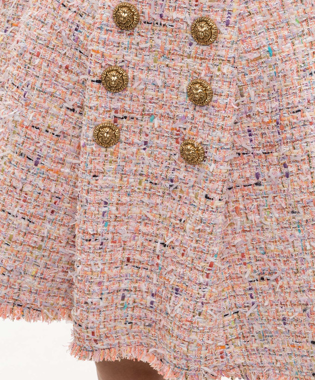 Balmain Розовая твидовая юбка HF1LA680XM17 изображение 5