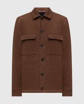 Peserico Коричневая куртка из шерсти в стиле рубашки R52255J002723
