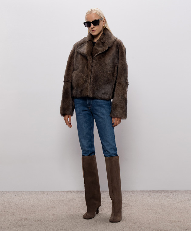 Babe Pay Pls Коричневая дубленка 2327TOSCANA изображение 2
