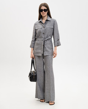 Peserico Серые брюки из льна с брендовой нашивкой P0433502629