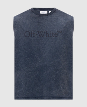 Off-White Голубая майка с принтом логотипа 44MAC02FS26J001