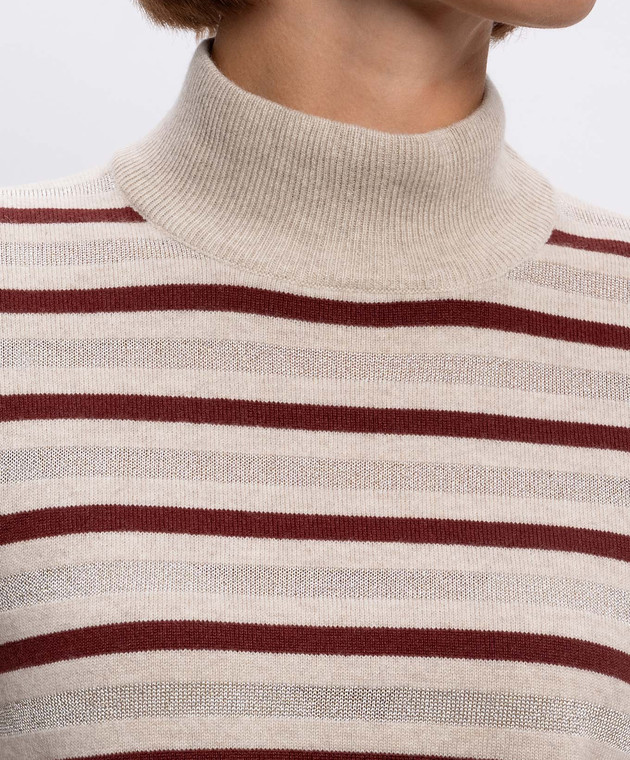 Brunello Cucinelli Бежевий топ з вовни, кашеміру та шовку M16221904P зображення 5