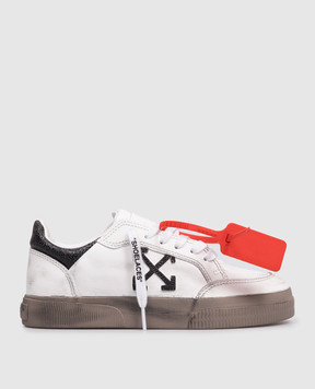 Off-White Белые кожаные кроссовки Vulc Low с винтажным эффектом OWIA288S26LEA002