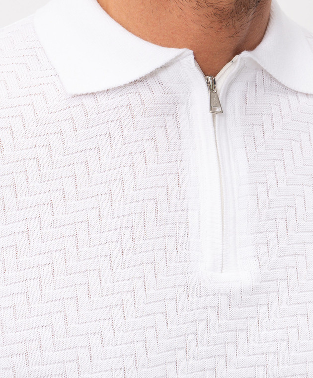 Cashmere&Whiskey Біле поло з тканим візерунком DOP267 зображення 5