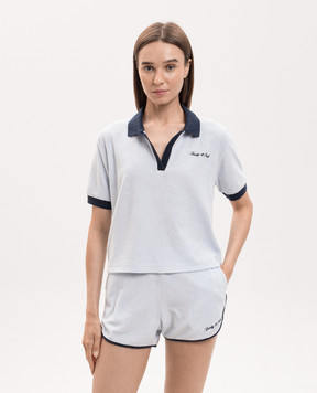 Sporty & Rich Блакитне махрове поло Terry з вишивкою логотипа TO04275326BL143