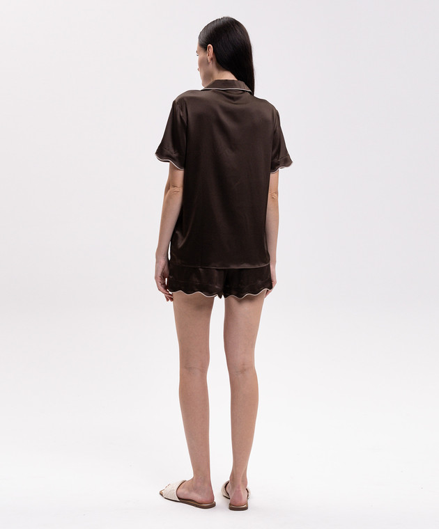 Dore & Rose Коричневая пижама из шелка SCALLOPSILKSHORTSET изображение 3