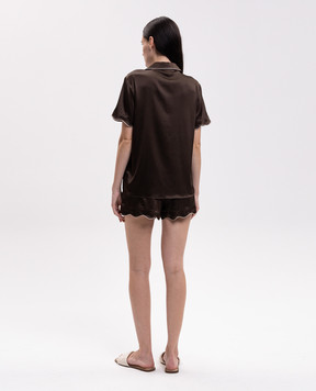 Dore & Rose Коричнева піжама із шовку SCALLOPSILKSHORTSET