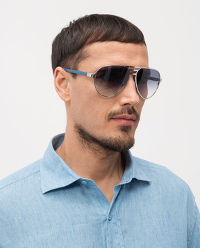 Stefano Ricci Сріблясті сонцезахисні окуляри Eagle SG22PMEACET