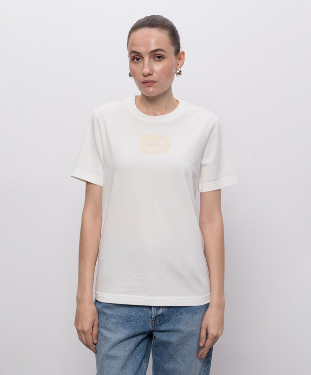 Alexander McQueen Футболка кольору айворі з нашивкою логотипа A002PPQLAEZ зображення 3