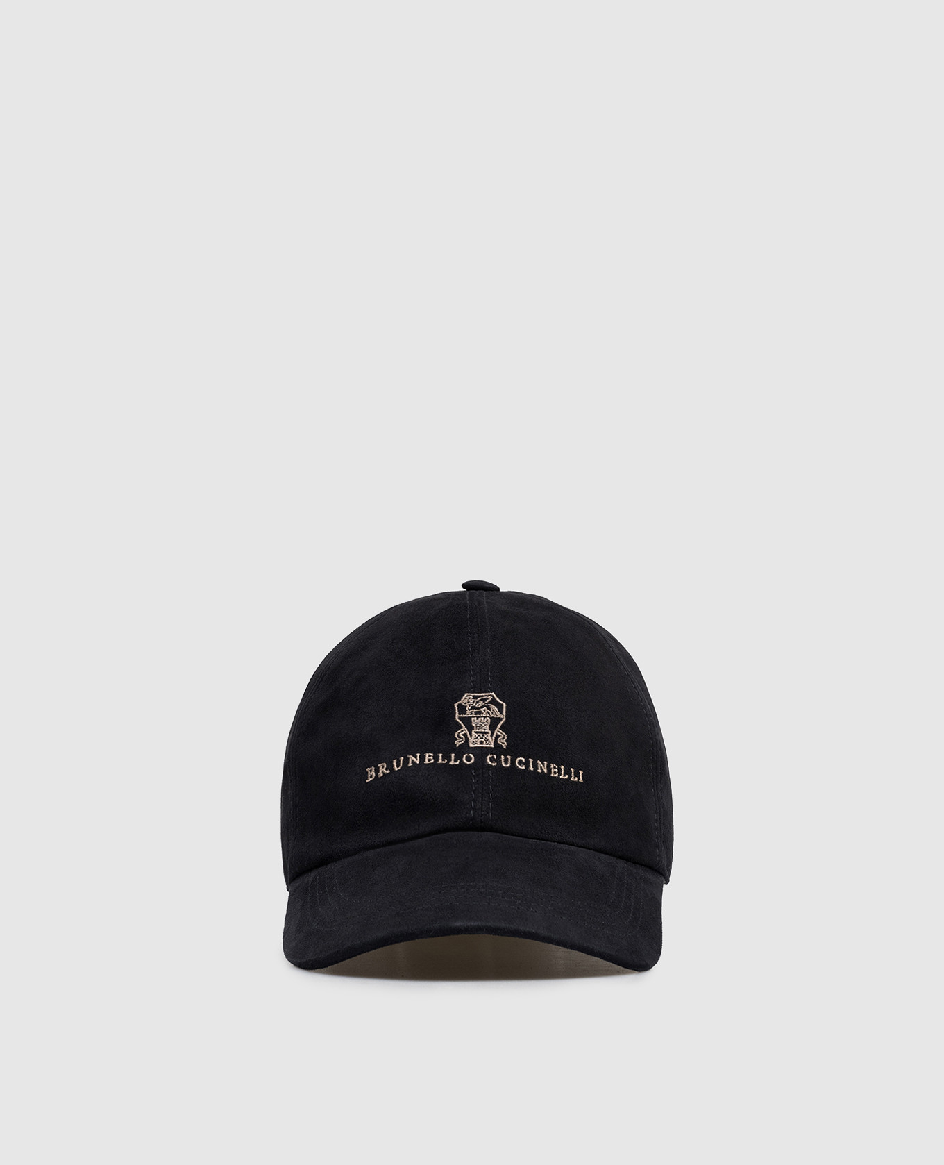 Синяя замшевая кепка с вышивкой логотипа