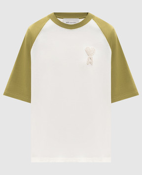 Ami Paris Бежевая футболка с нашивкой Ami de Coeur UTS379726