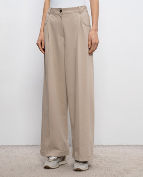 Brunello Cucinelli Бежеві штани з відворотами MH827HZ589