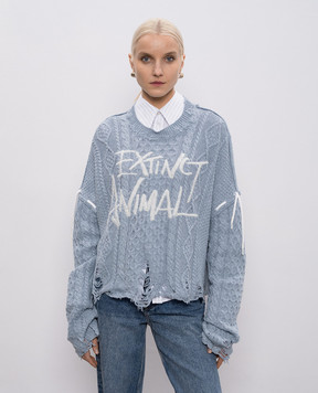 SSHEENA Голубой свитер Konfetto с прорехами в узор 26SSKONFETTOFS26001