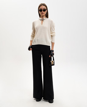 Valentino Белый свитер из шерсти с кристаллами 8B3KC71FA1E