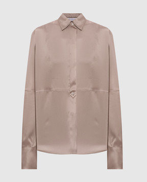 Brunello Cucinelli Коричневая блуза из шелка с цепочкой мониль M0C59NR516