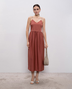 Peserico Червона сукня міді з ланцюжком A025101979A