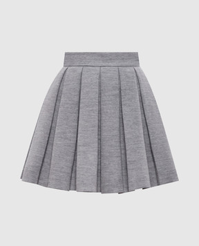 Balmain Серая меланжевая юбка мини с шерстью FF0LBB09JL17
