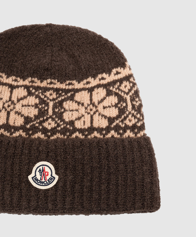 Moncler ENFANT Детская коричневая шапка с шерстью L29543B00015M4505 изображение 3