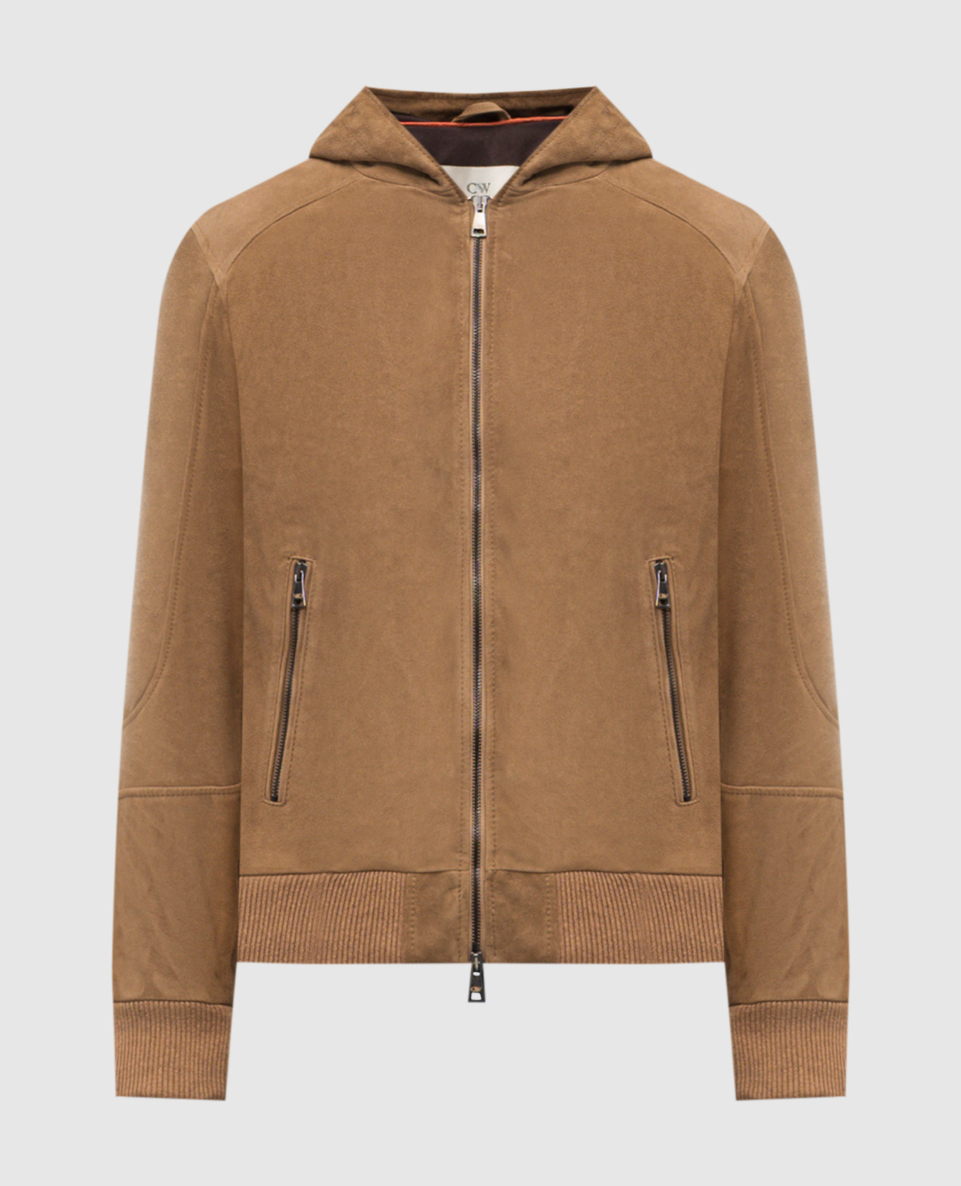 

Коричневая замшевая куртка с капюшоном, Коричневый, Кожаные куртки