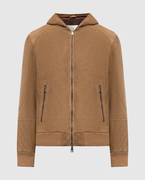 Cashmere&Whiskey Коричнева замшева куртка з капюшоном DF866