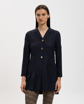 Thom Browne Синее платье-мини Super 120 из шерсти FDR094O00626