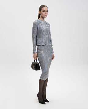 PUCCI Сіра спідниця міді в принтом Marmo з люрексом 5UJV125U767