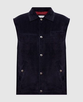 Brunello Cucinelli Синий замшевый жилет MPCLF2032